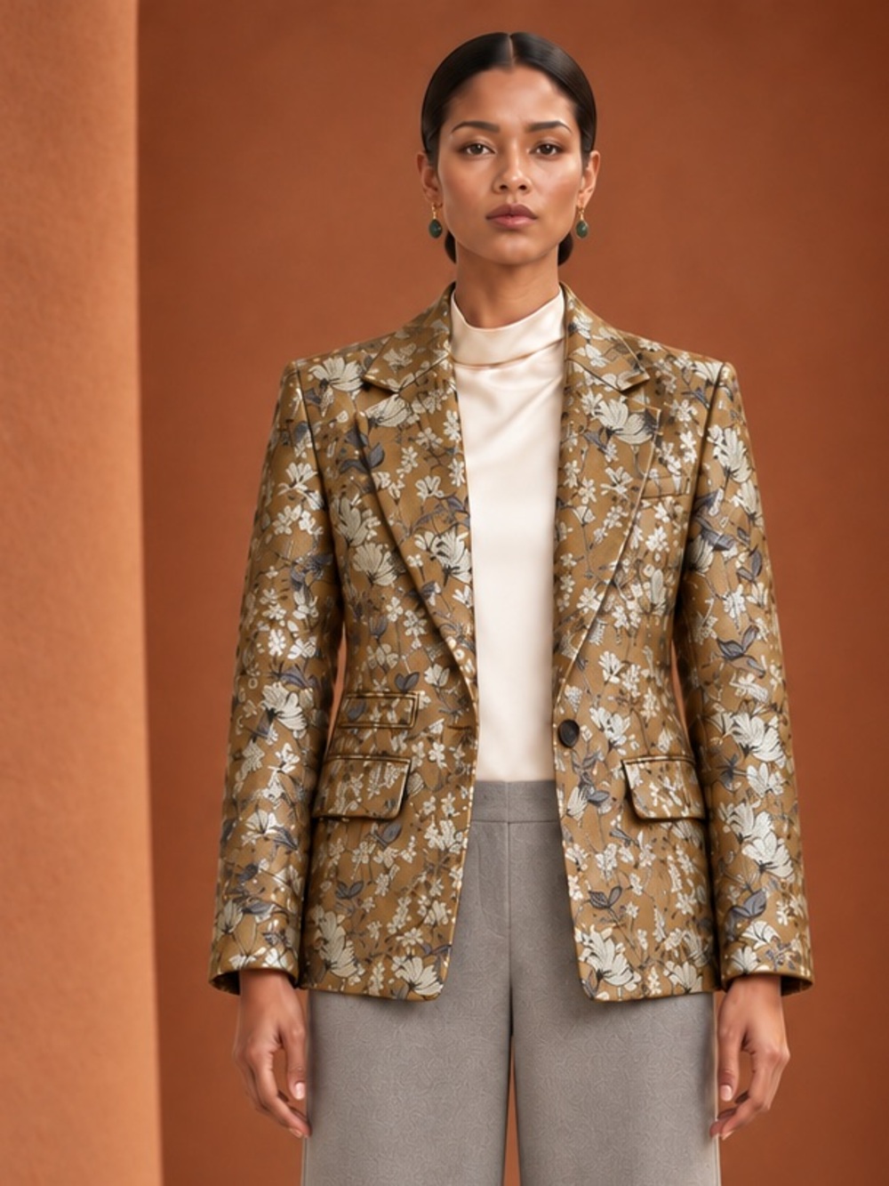 Banana Republic Metallic Floral Jacquard Brocade Statement Blazer Sz 12
